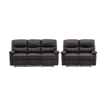 Couchgarnitur Relax 3+2 - Kunstleder - Braun - CANBY