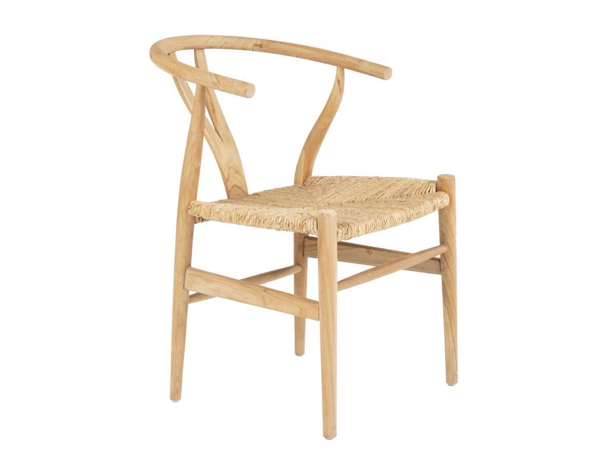 Vente-unique Chaise en teck et paille - Naturel - POGIANA  