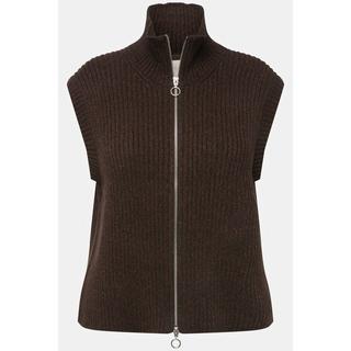 Ulla Popken  Gilet smanicato in cotone biologico con collo alto e cerniera a cursore doppio 