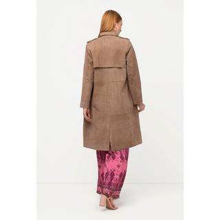 Ulla Popken  Trench-coat en cuir, daim, col à revers 