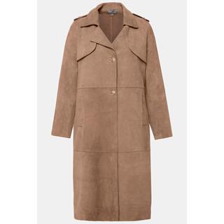 Ulla Popken  Trench-coat en cuir, daim, col à revers 