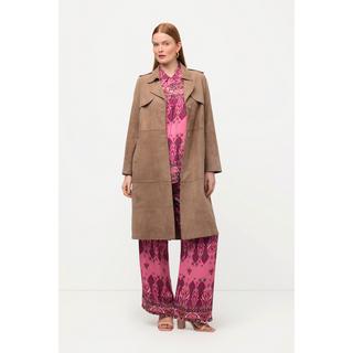 Ulla Popken  Trench-coat en cuir, daim, col à revers 