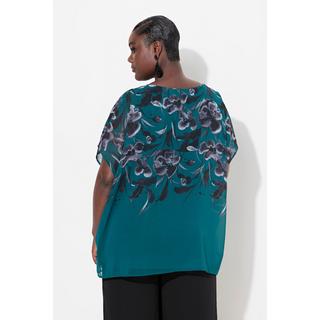 Ulla Popken  Blouse oversize, effet de superposition, col rond et manches courtes 