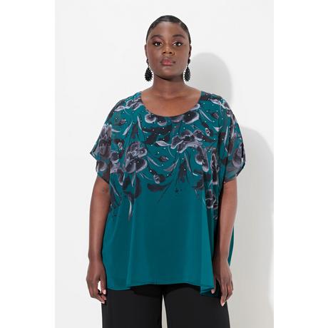 Ulla Popken  Blouse oversize, effet de superposition, col rond et manches courtes 