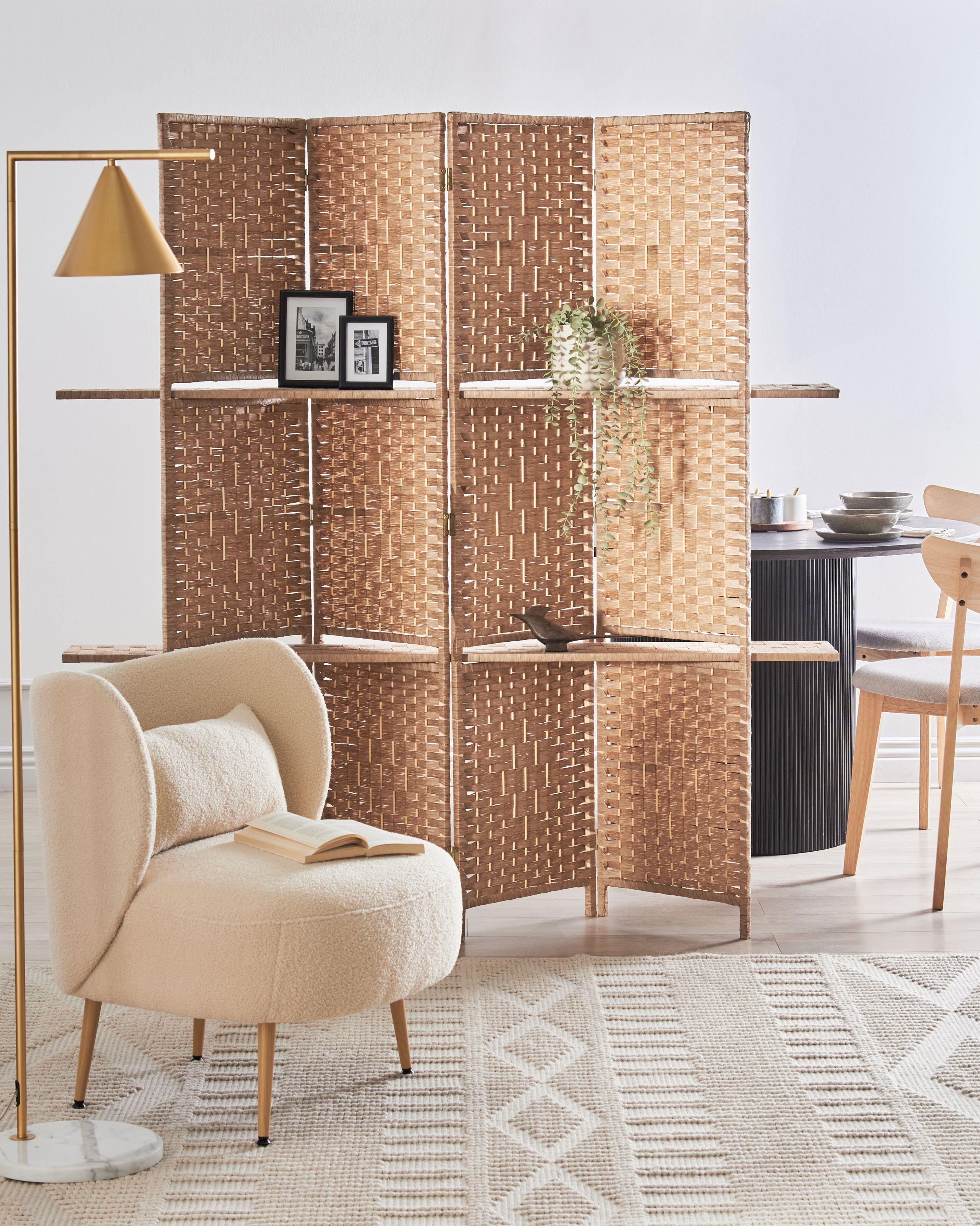 Beliani Raumteiler 4-teilig aus Pappelholz Boho TRAFOI  