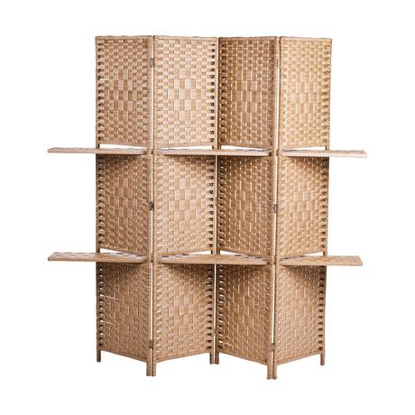 Beliani Raumteiler 4-teilig aus Pappelholz Boho TRAFOI  