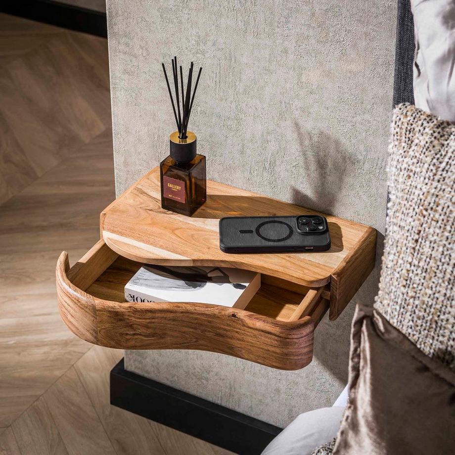 mutoni Comodino in acacia organica naturale (set di 2)  