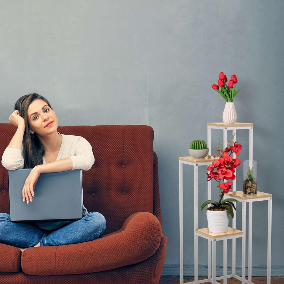 B2X Scala a fiori bianca a 4 livelli  