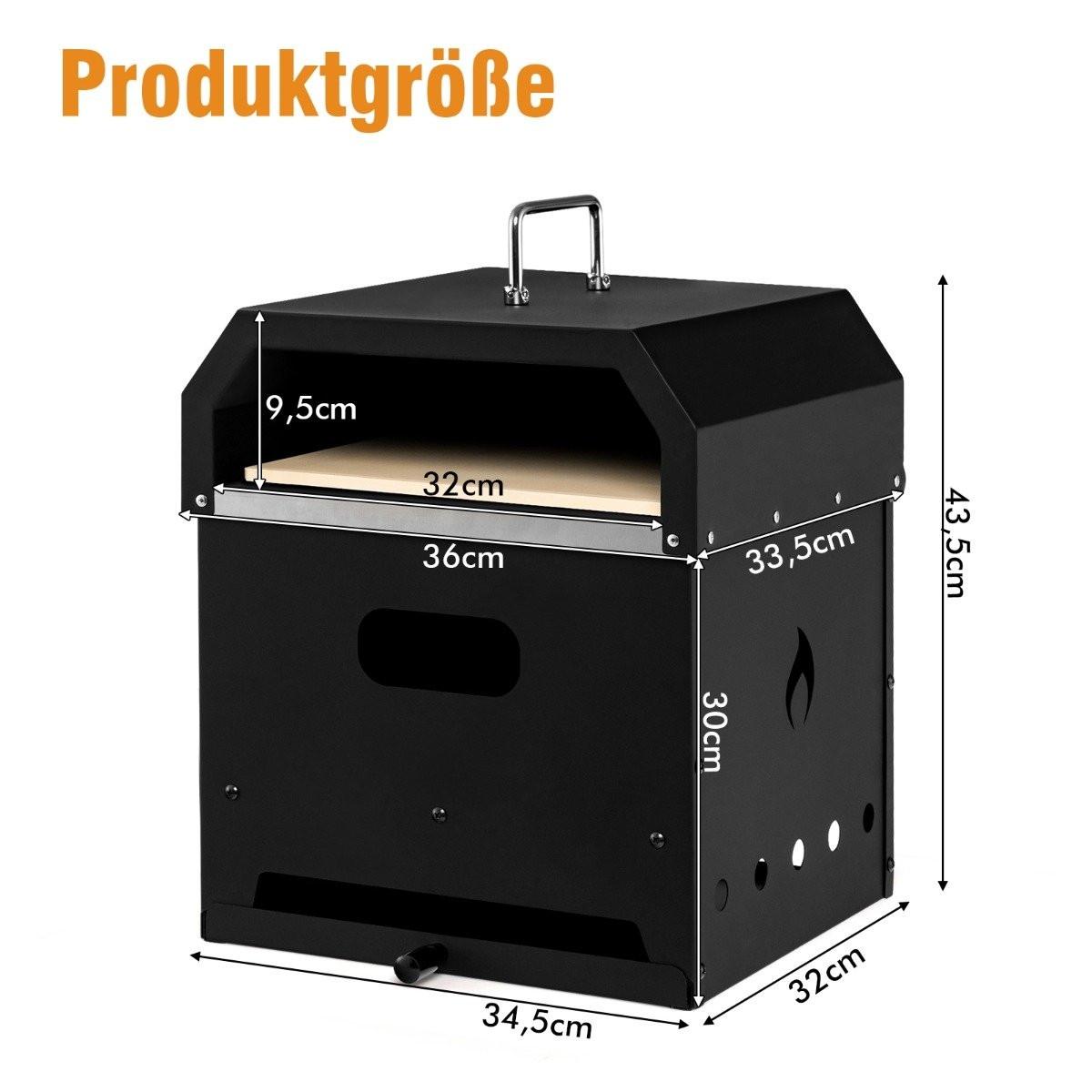 Northio Forno per pizza portatile multiuso 4 in 1 con coperchio e 2 strati nero  