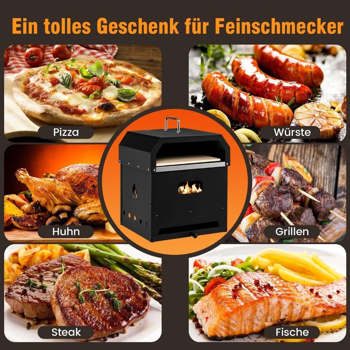 Northio Forno per pizza portatile multiuso 4 in 1 con coperchio e 2 strati nero  
