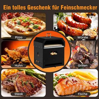 Northio Forno per pizza portatile multiuso 4 in 1 con coperchio e 2 strati nero  