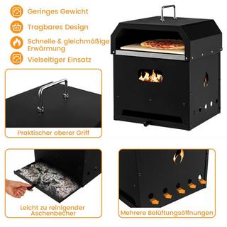 Northio Forno per pizza portatile multiuso 4 in 1 con coperchio e 2 strati nero  