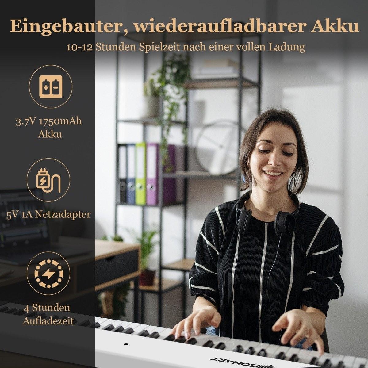 B2X  Clavier électronique pliable pliable avec 88 touches lumineuses clavier numérique clavier numérique blanc 