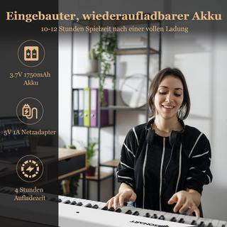 B2X  Clavier électronique pliable pliable avec 88 touches lumineuses clavier numérique clavier numérique blanc 