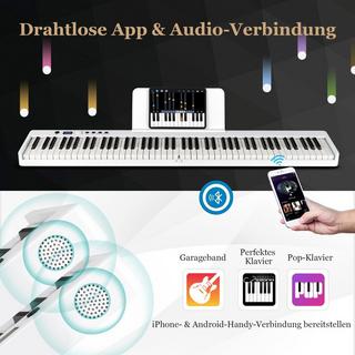 B2X  Clavier électronique pliable pliable avec 88 touches lumineuses clavier numérique clavier numérique blanc 