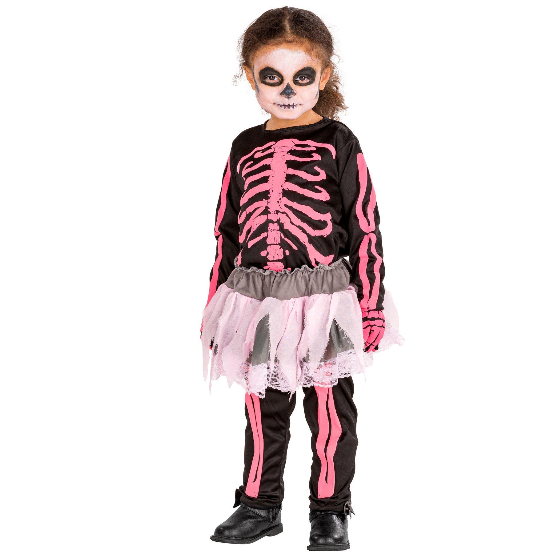 Tectake  Costume da bambina - Scheletro rosa 