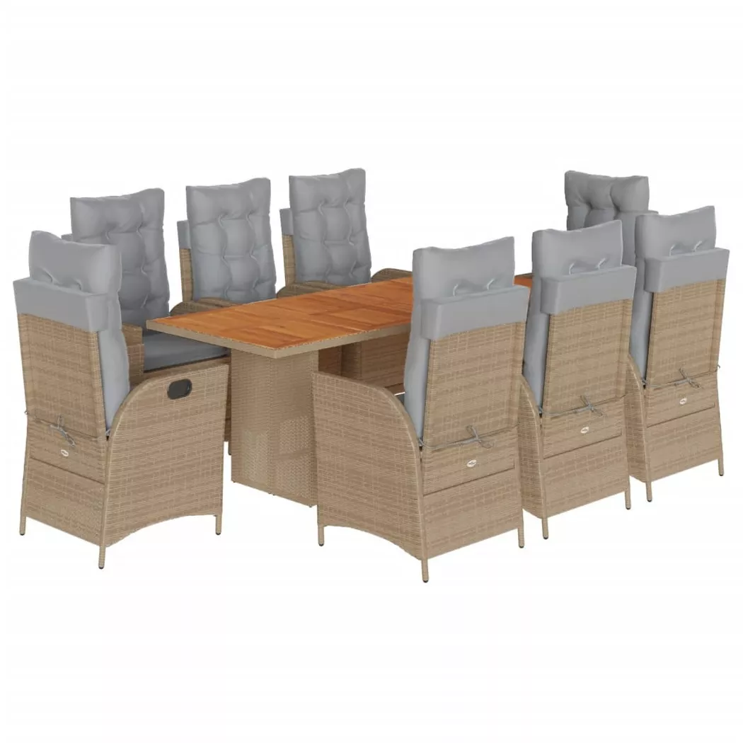 VidaXL - set da pranzo da giardino Polirattan, One Size, Beige