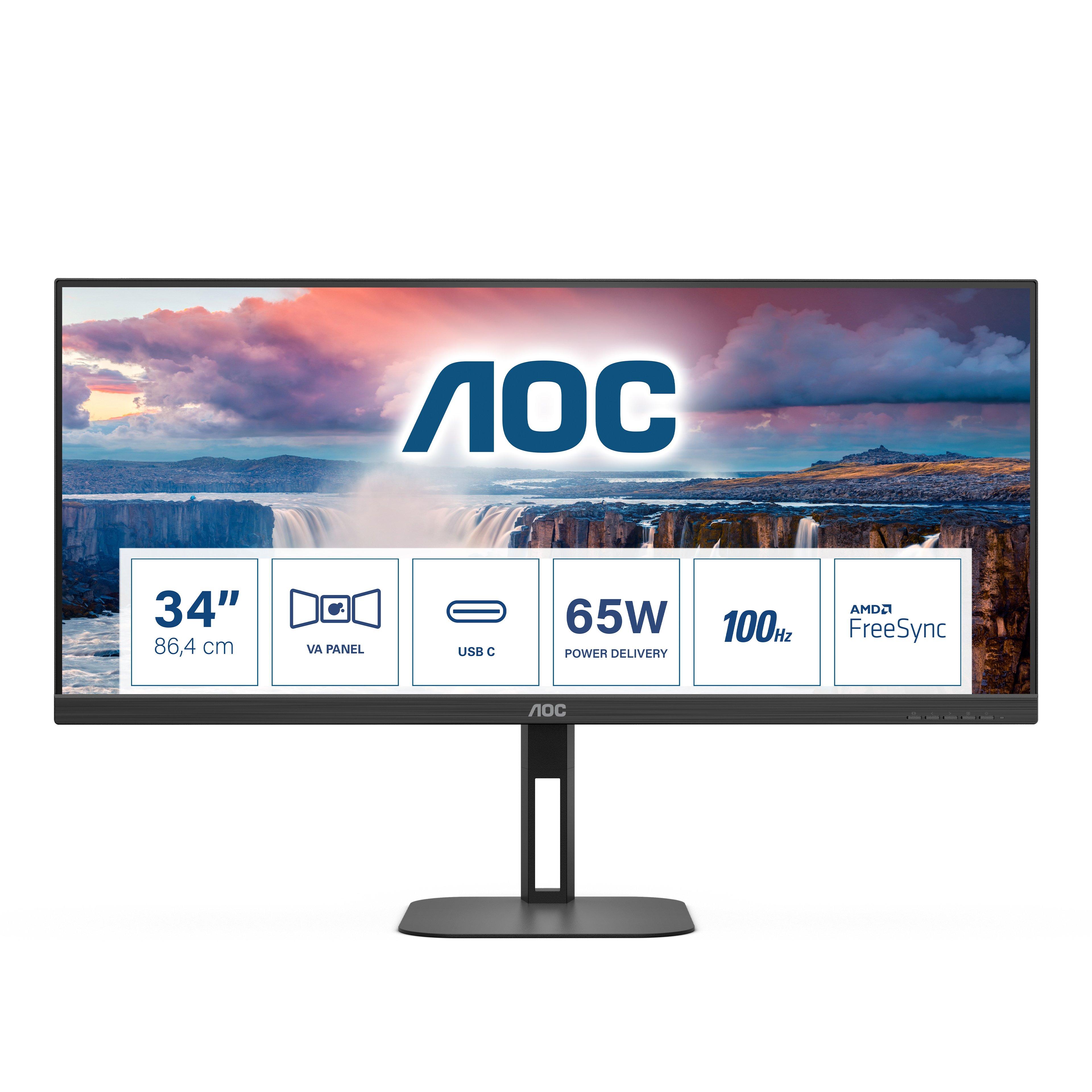 AOC  V5 U34V5C/BK Monitor PC 86,4 cm (34") 3440 x 1440 Pixel UltraWide Quad HD LCD Nero 