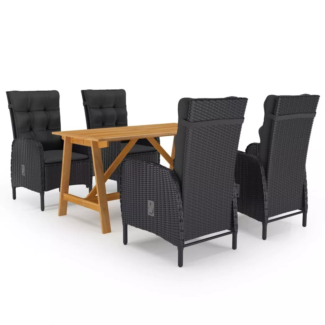 vidaXL Ensemble à manger de jardin 5 pcs Noir