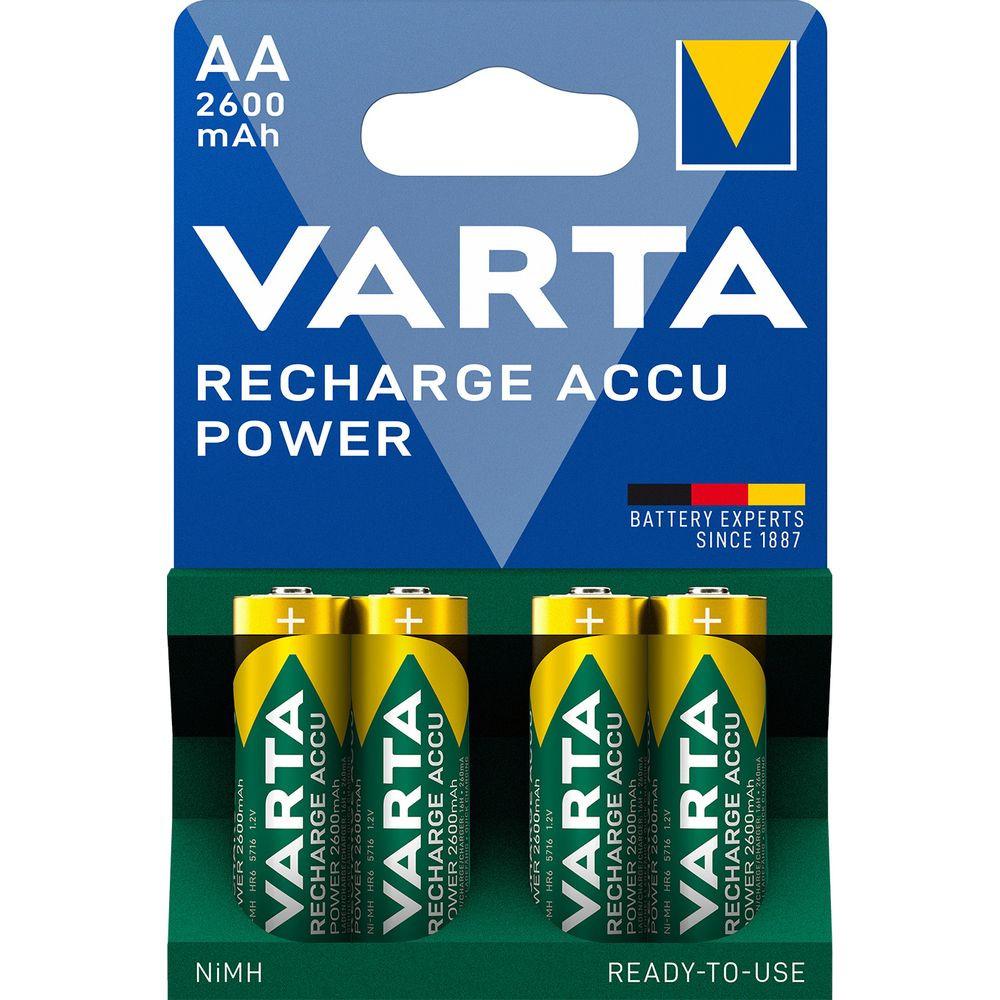 VARTA  Batterien Akku Power 4xAA 2600 mAh, LR06, Mignon 