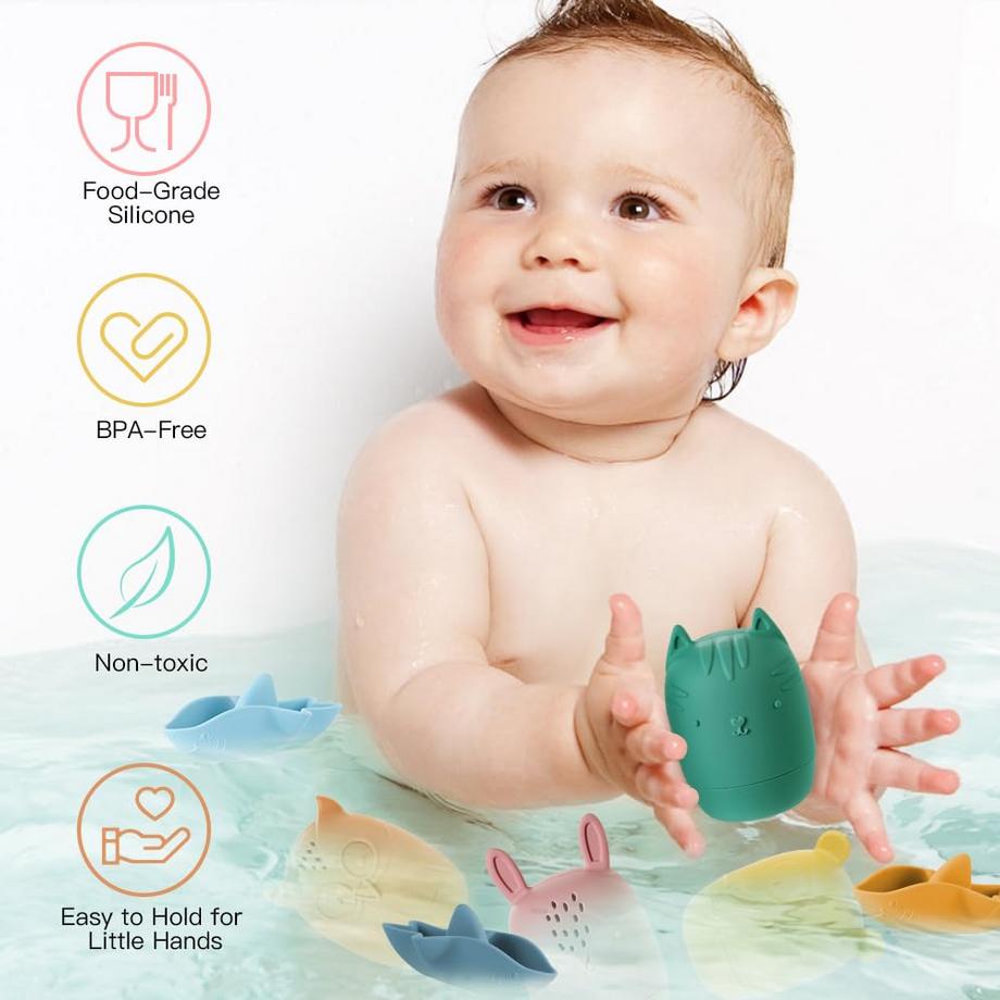 Activity-board  Badespielzeug, 7 Stück Silikon-Badespielzeug, BPA-freies Baby-Wasserspielzeug 