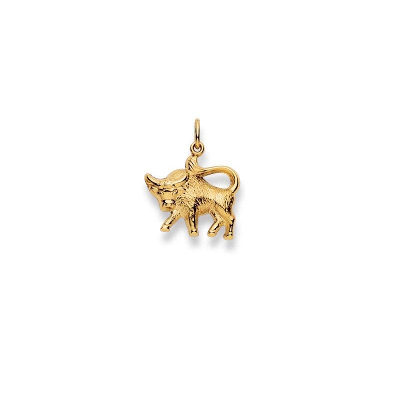 MUAU Schmuck  Anhänger Sternzeichen Stier Gelbgold 750, 21x16mm 