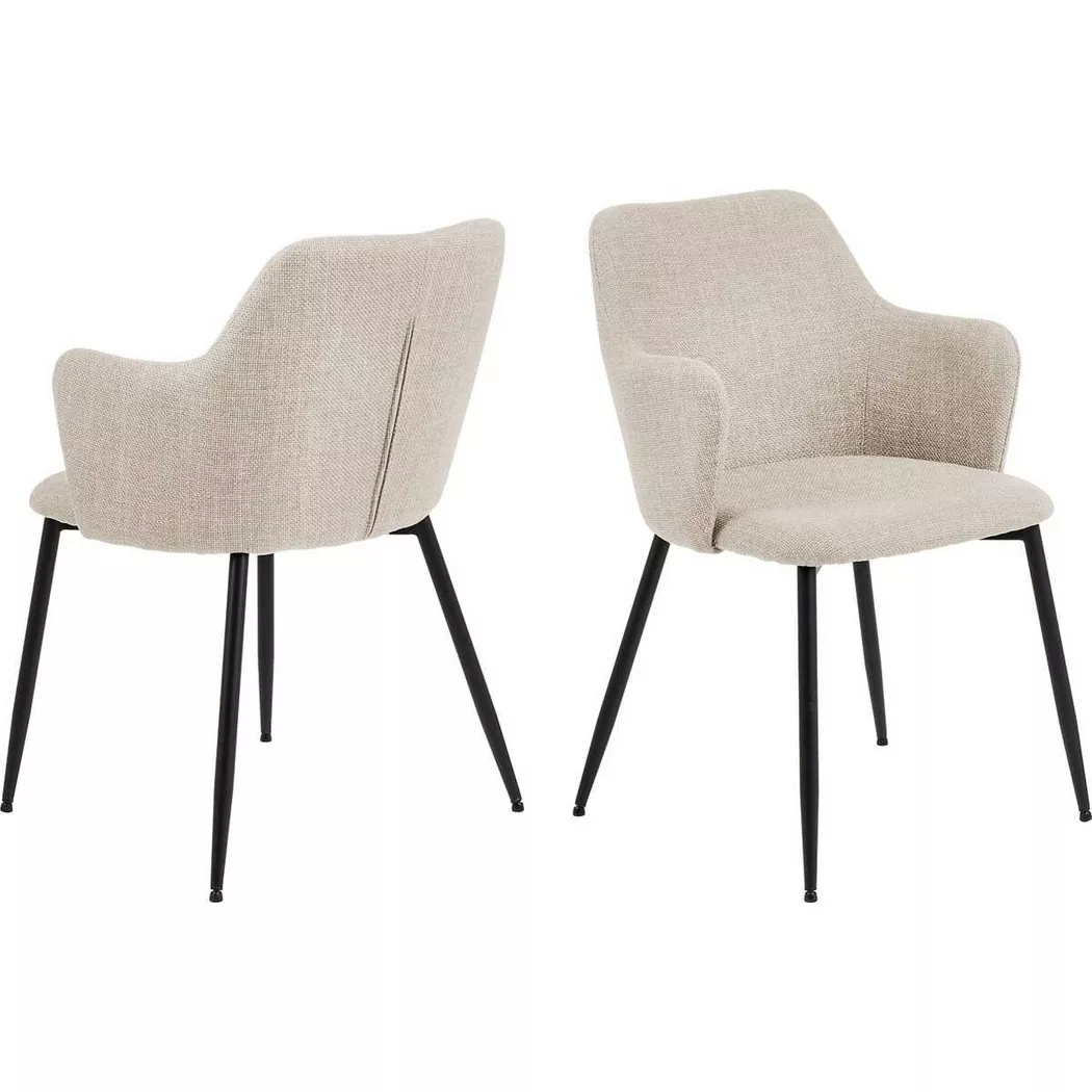 mutoni - Chaise de salle à manger avec accoudoirs Iliana beige (1 pièce), One Size