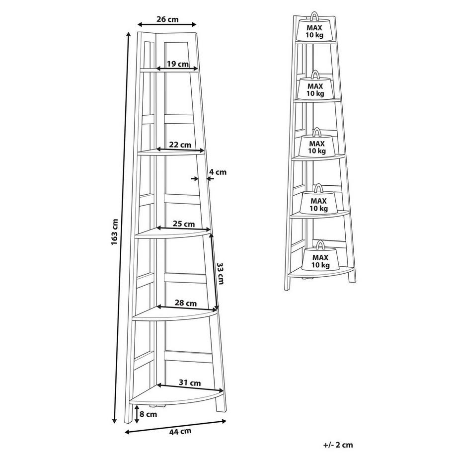 Beliani Libreria angolare a 5 ripiani en Fibra a media densità (MDF) Retrò BEXLEY  