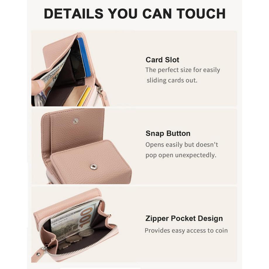 Only-bags.store Kleine Lederbrieftasche mit Reißverschlussfach  