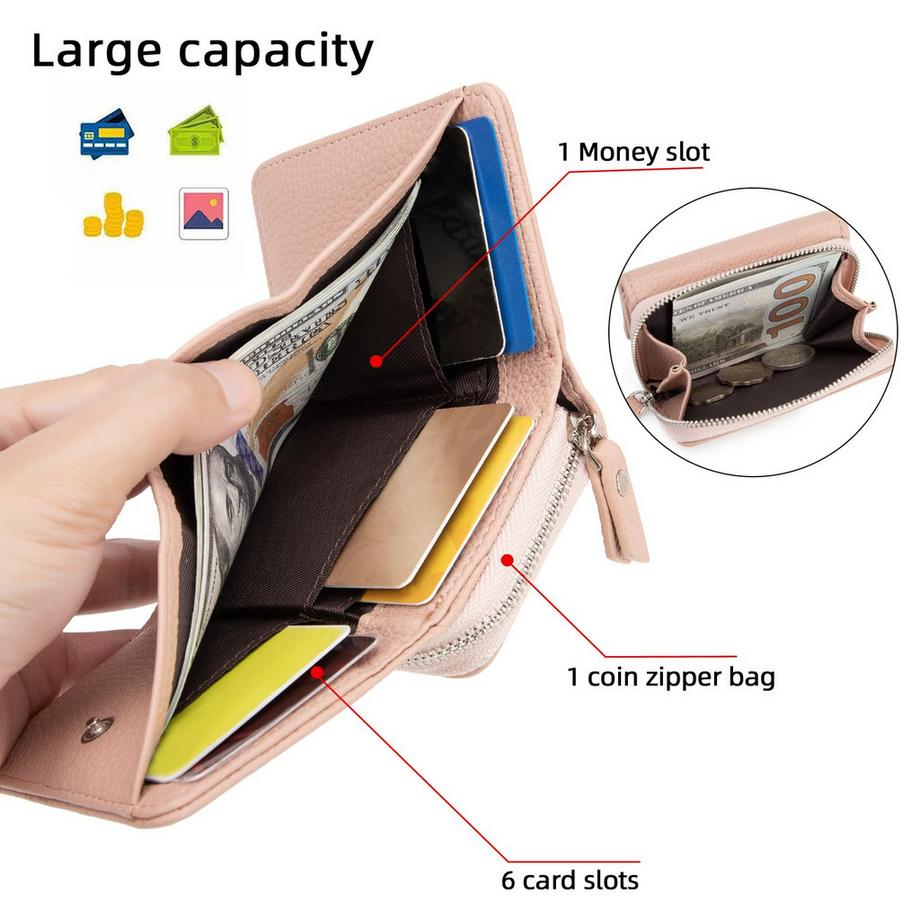 Only-bags.store Kleine Lederbrieftasche mit Reißverschlussfach  