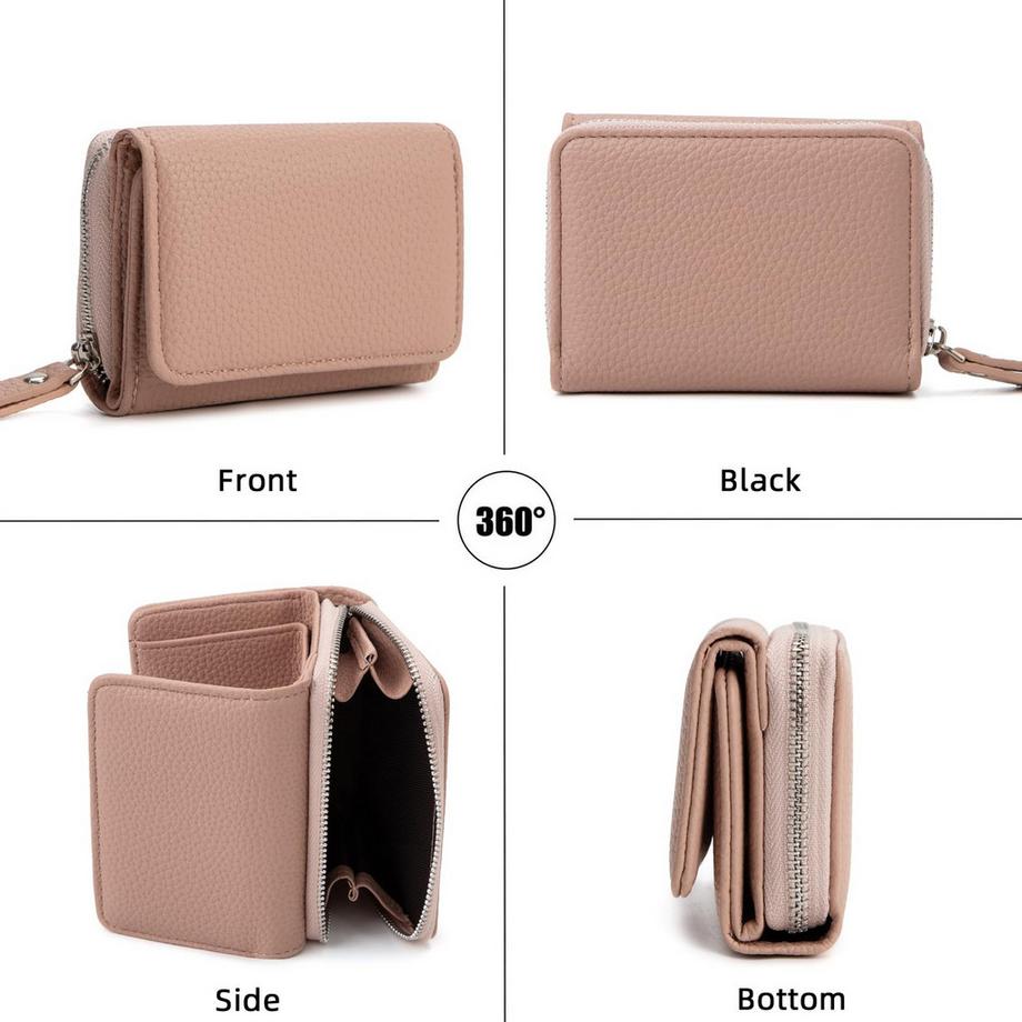 Only-bags.store Kleine Lederbrieftasche mit Reißverschlussfach  