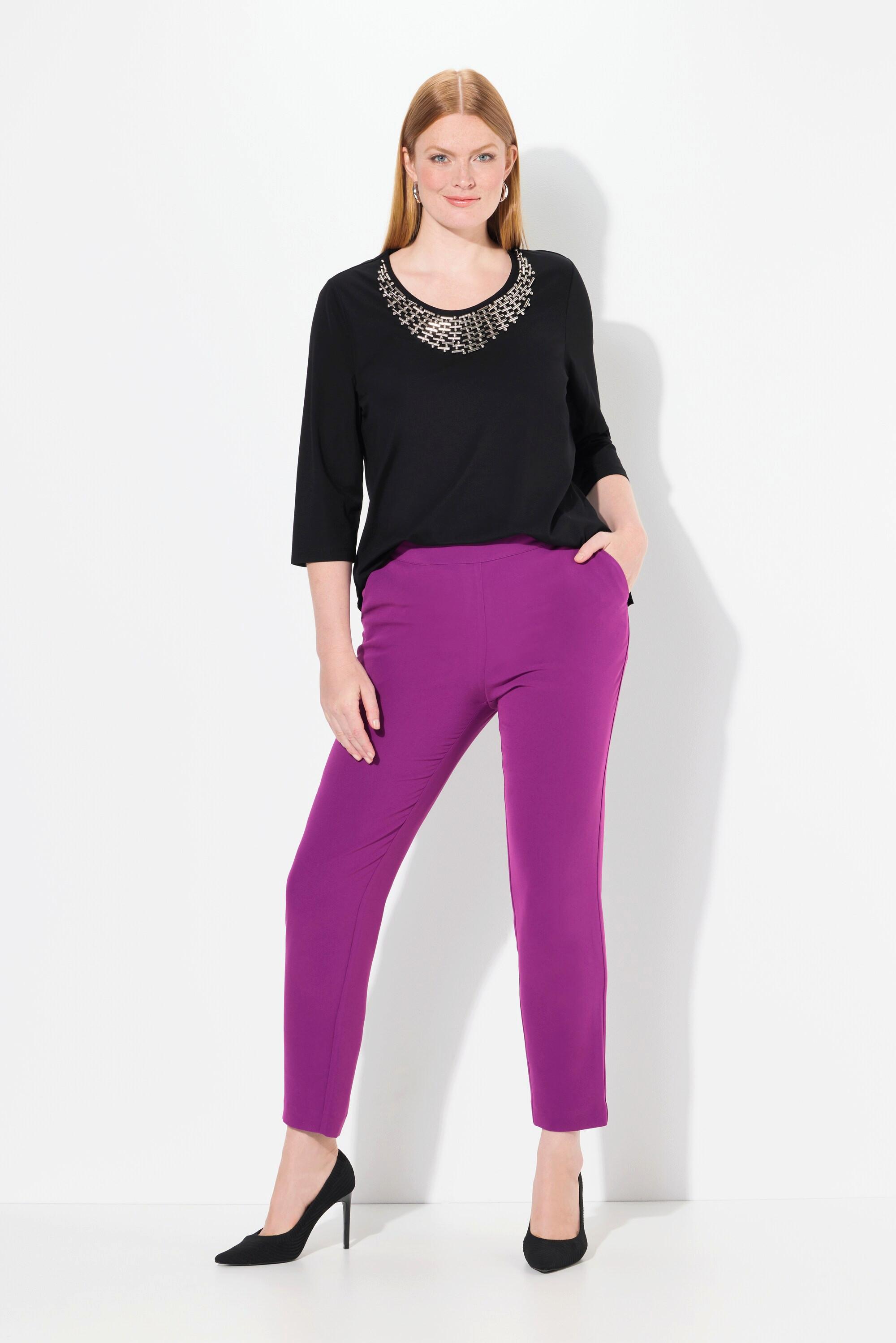 Ulla Popken  Pantalon ajusté en acétate haut de gamme, taille confortable 