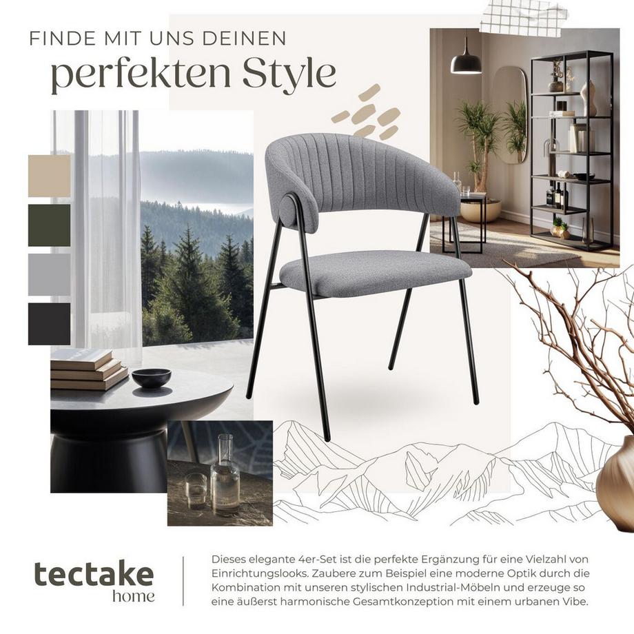 Tectake Poltrona Bedano Tessuto intrecciato, imbottito  