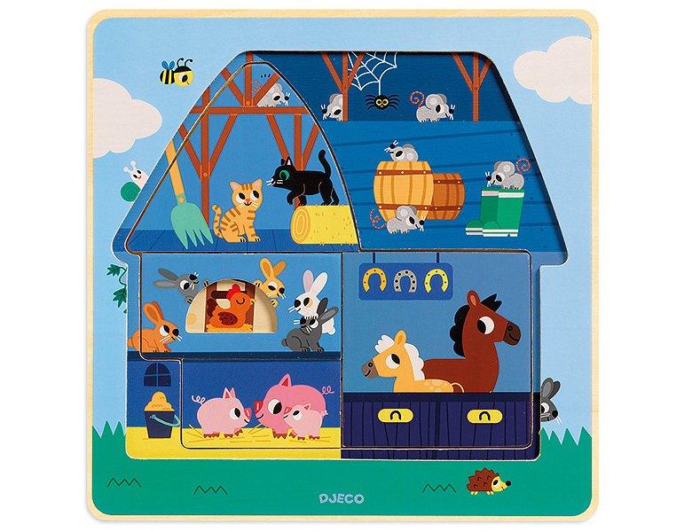 Djeco  Puzzle Schichtpuzzle Chez Moo (12Teile) 