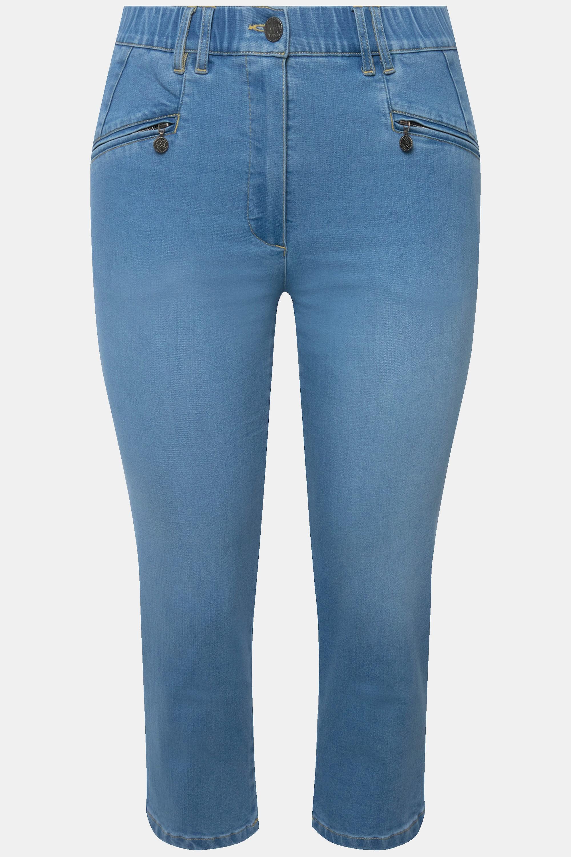 Ulla Popken Jean Mony 7/8 Taille Élastique Poches Zippées  