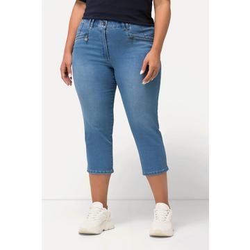 Jeans a 7/8 modello Mony con cintura elastica e tasche con zip