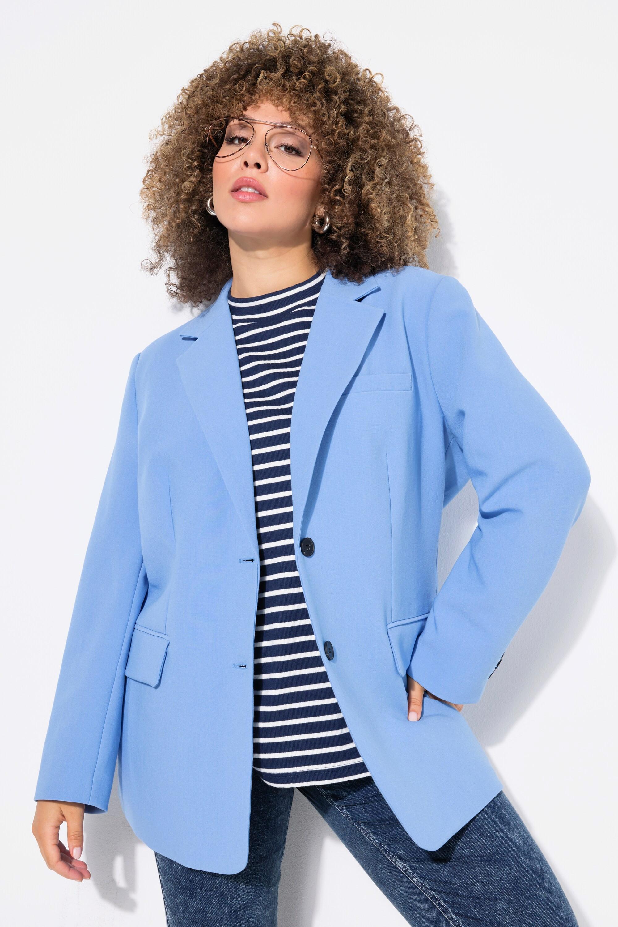 Ulla Popken  Blazer oversized avec col à revers, fermeture boutonnée 