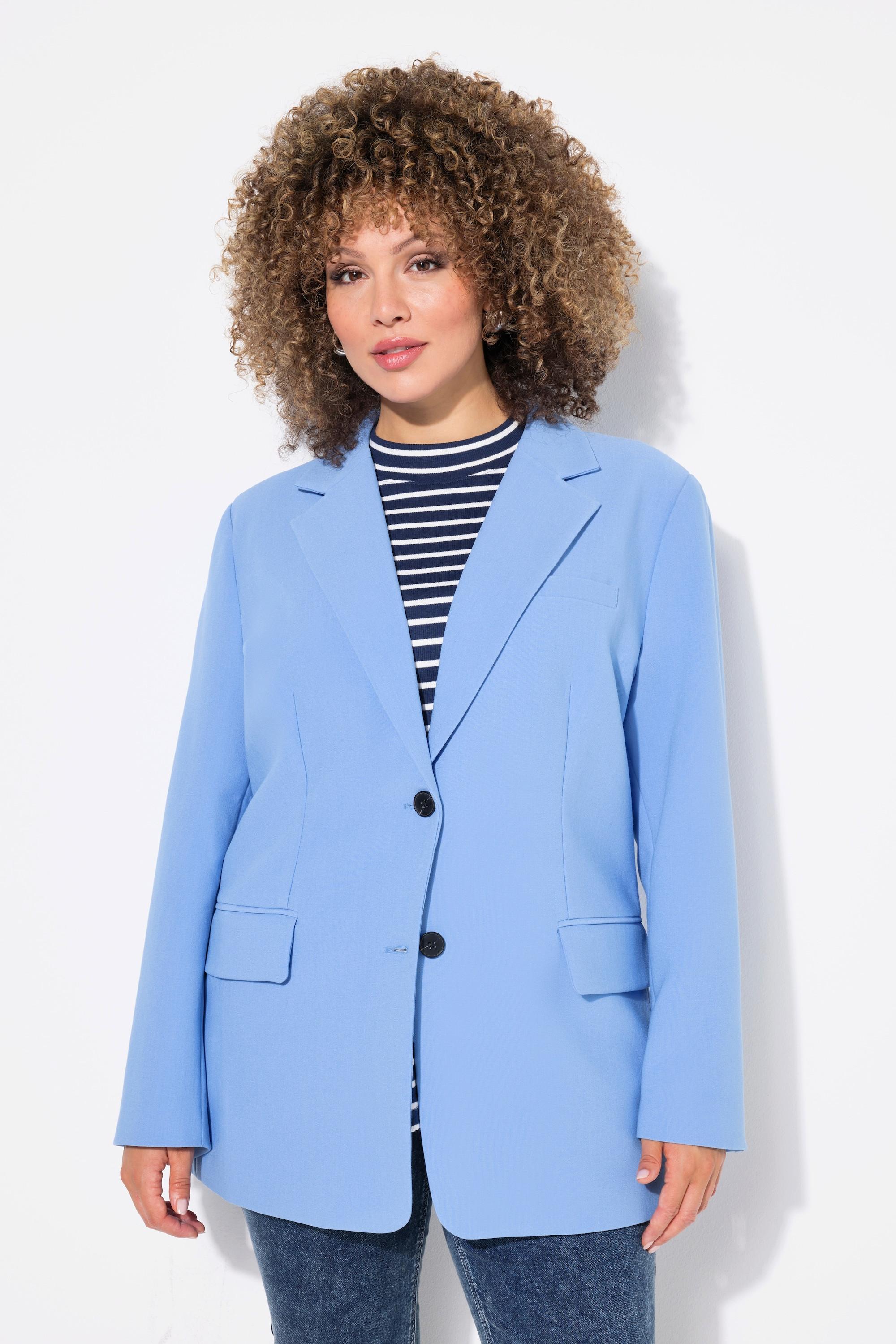 Ulla Popken  Blazer oversized avec col à revers, fermeture boutonnée 