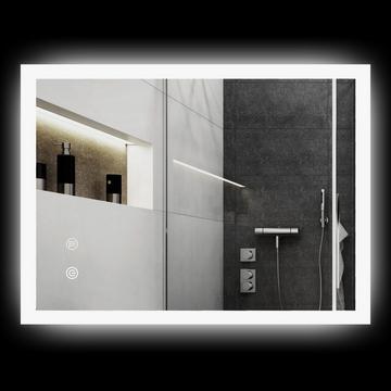 Specchio da bagno, 80 x 60 cm, specchio da bagno con illuminazione a LED, specchio luminoso con interruttore tattile, funzione memory, con 3 colori di luce