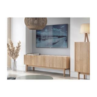 Vente-unique TV-Möbel mit 3 Türen - Helle Holzfarben & Marmor-Optik Weiß - SITOLI  