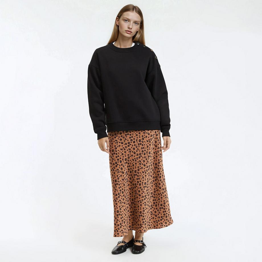 La Redoute Collections Rundhals Sweatshirt mit Schulterknöpfen  