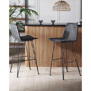 Beliani Set di 2 sedie alte en Rattan Boho CASSITA  