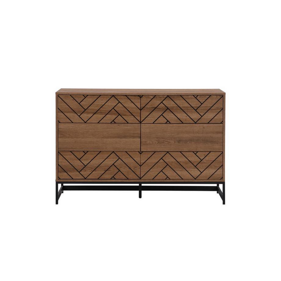 Vente-unique  Commode 6 tiroirs - MDF et acier - Coloris : Naturel et noir - CARATANA 