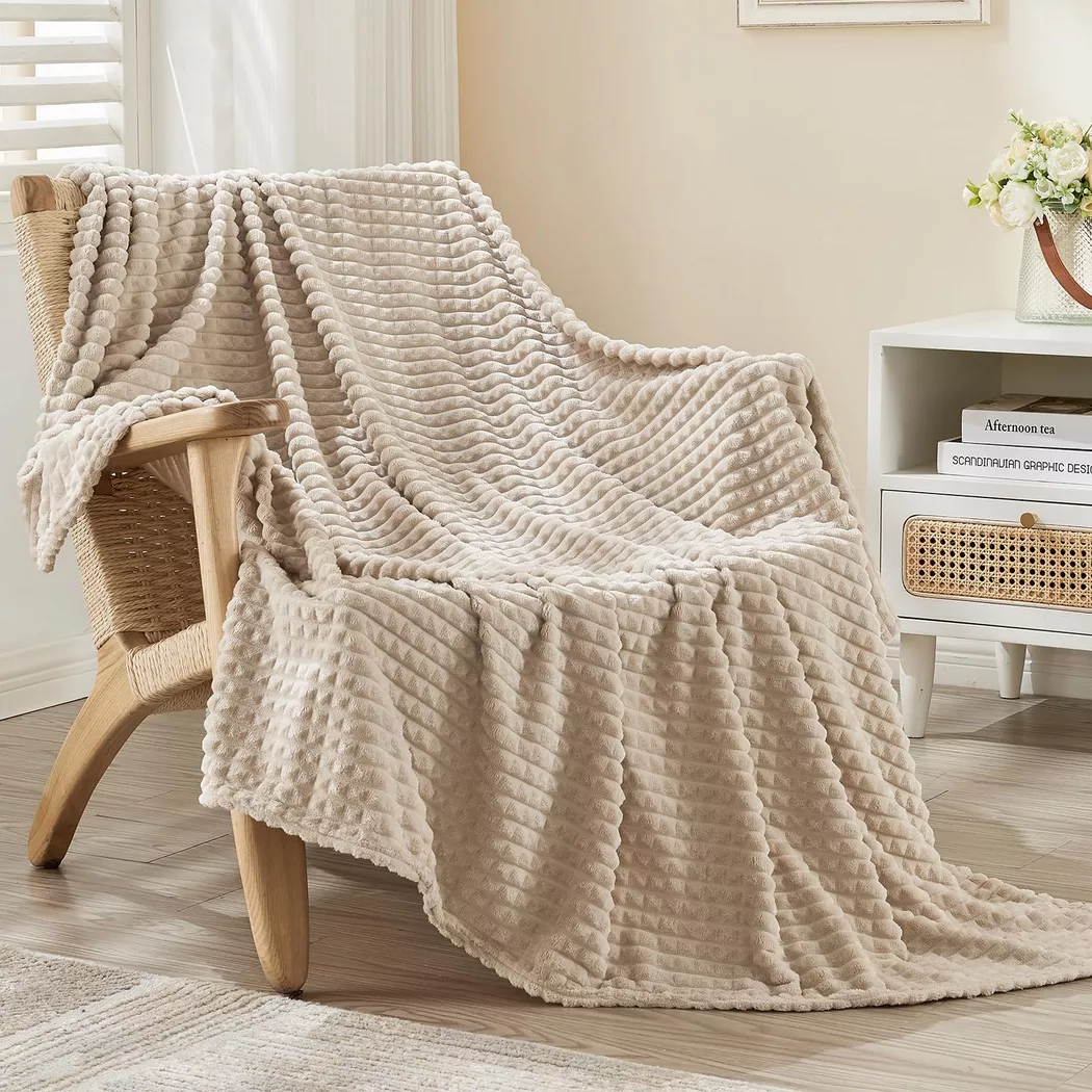 Alopini - Kuscheldecke flauschige Decke, Erlebnis-Fleecedecke, weiche und warme Wolldecke Wurfdecke, Decken für Sofa, Tagesdecke und Couch, Flauschige Fleece-Decke, Onesize, Beige