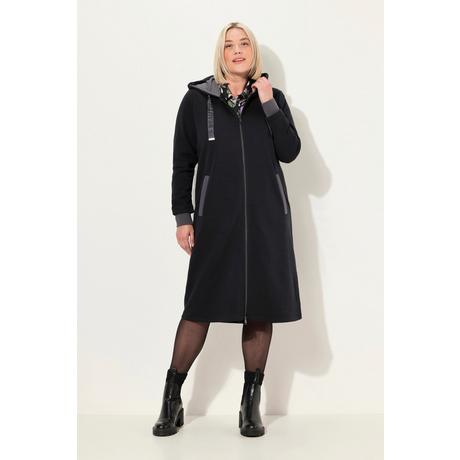 Ulla Popken  Long-Sweatjacke, Kapuze, 2-Wege-Zipper, Rückenstreifen 