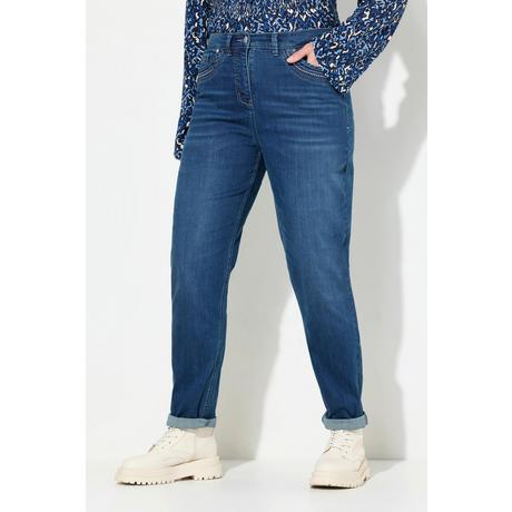 Ulla Popken  Jean Mom jambe large, rivets fantaisie et taille confortable 