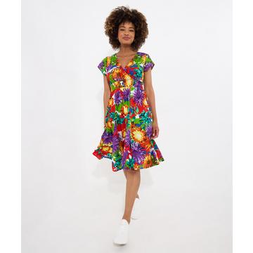 Knielanges Kleid mit Blumendruck