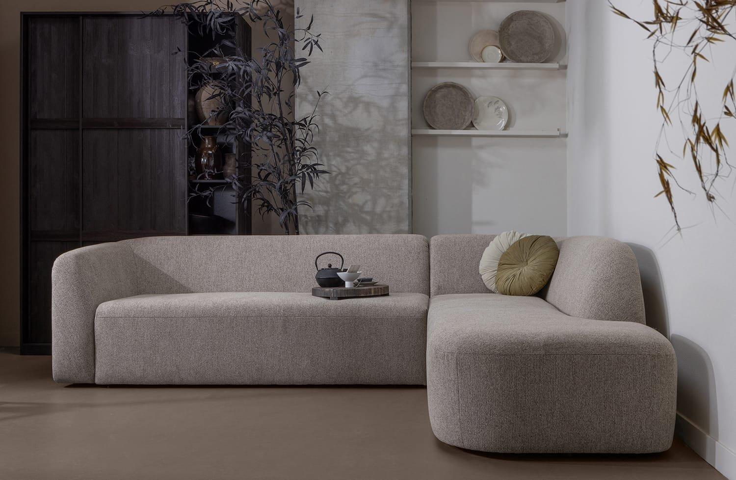 mutoni Ecksofa Sloping rechts Chenille natur 274x225  