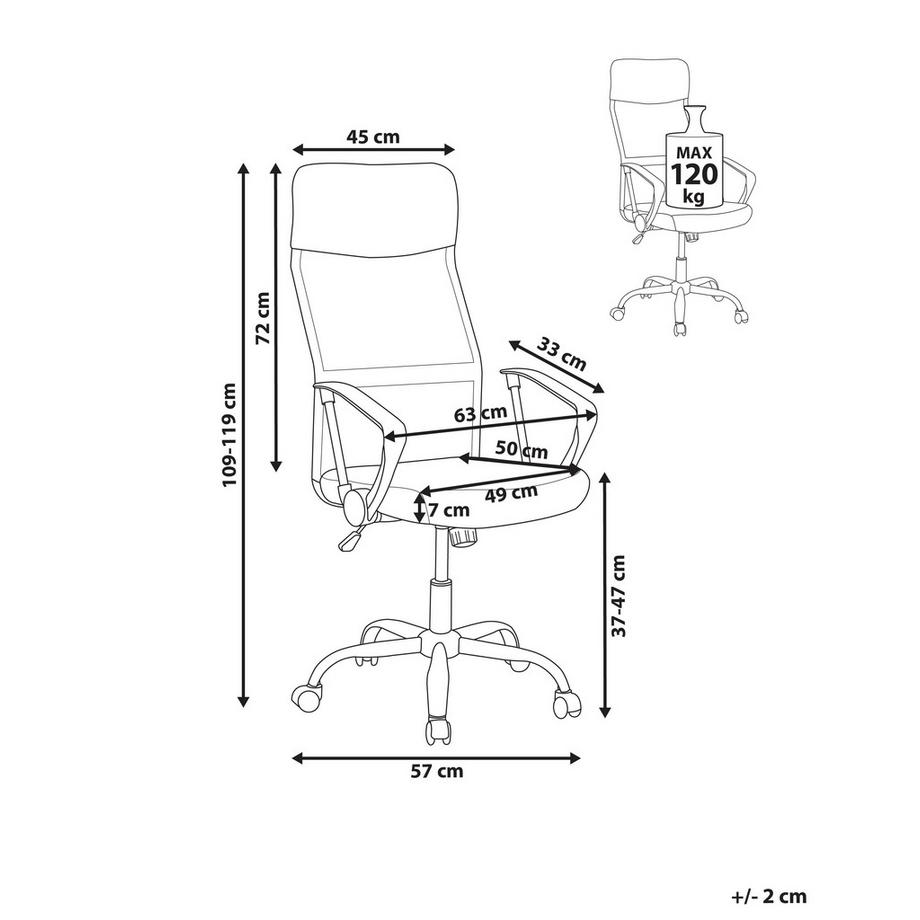 Beliani Chaise de bureau en Tissu maillé Minimaliste DESIGN  