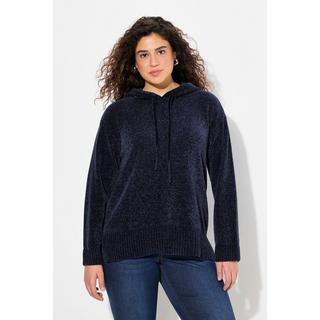 Ulla Popken  Sweat-shirt en maille chenille, capuche avec cordon de serrage, manches longues 